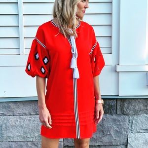 TCEC Red Mini Dress with Black and White Accents